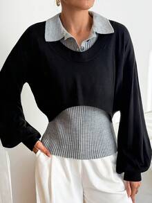 2PCS Women Sweaters - Black - View 3