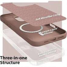 Luxury Bright Fluorescence Liquid Silicone Case Compatible With IPhone 17 Air 16 15 14 13 12 17 Pro Max Plus For Magnetic Soft Cover - Brown - View 12