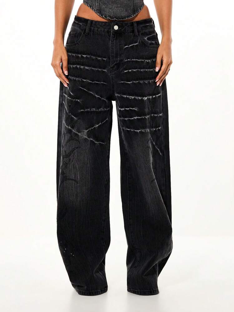 SUMWON WOMEN Distressed Baggy Jeans With Ripped Details