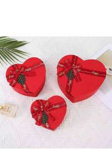 1 pieza Nueva caja de regalo con lazo y cinta, caja de papel con forma de corazón rojo, caja de regalo con tapa para boda, San Valentín, Navidad - Multicolor - Ver 10