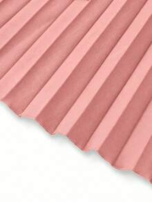 Modelyn Chân váy xếp ly chữ A họa tiết chắp vá bất đối xứng màu nâu cổ điển dành cho nữ - Hồng - Xem 3