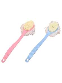 2 件装双面二合一长柄沐浴刷，带沐浴球，软毛按摩沐浴刷，去角质沐浴刷，多功能沐浴刷，可用于背部去角质和淋浴清洁 - 彩色 - 查看 10