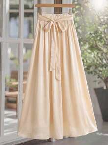 女童米色蝴蝶结半身裙，柔美A字廓形，可爱蝴蝶结装饰，轻盈飘逸，融合少女元素，适合春夏及各种甜美场合。 - 白色 - 查看 9