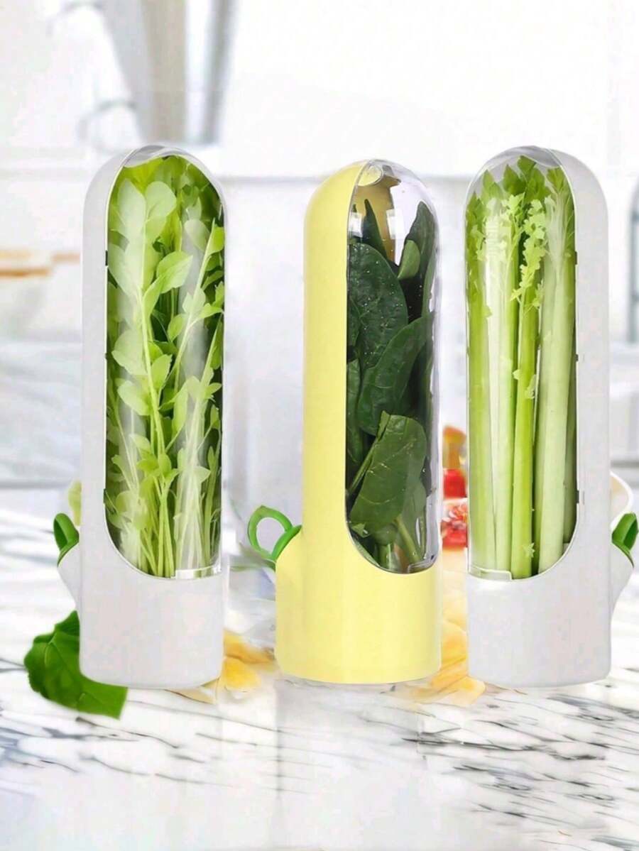 1个/2个装蔬菜保鲜盒，可保持香菜、芦笋等蔬菜新鲜，适用于冰箱冷藏，可保鲜瓶装香草，薄荷冰箱储存，可保鲜2-3周，蔬菜保鲜用品，返校用品，感恩节礼物，丰收节，家庭聚餐 - 彩色 - 查看 1