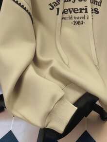 INAWLY Women's Fashion Casual Minimalist Romantic Daily Versatile Contrast Color Letter Sweatshirt