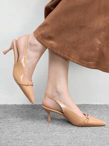CUCCOO BIZCHIC Zapatos de tacón de punta elegantes para mujeres para ir al trabajo - Albaricoque - Ver 3