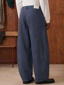 SWAVVY Quần Jeans Sọc Dáng Rộng Thường Ngày Cho Nam XY-027 - Màu xanh lam - Xem 2