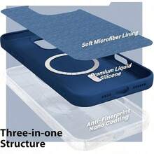 奢华亮泽荧光液态硅胶手机壳，兼容 17 Air 16 15 14 13 12 17 Pro Max Plus，带磁吸软壳 - 寶藍色 - 查看 8