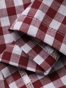 DAZY 2件套少女休闲字母印花宽松T恤上衣和格子直筒睡裤家居服套装 - 紅白色 - 查看 8