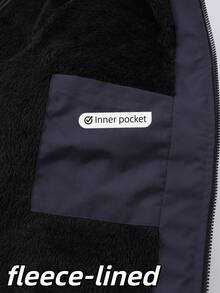 Manfinity Homme Chaqueta de forro polar versátil y de moda para hombres en invierno, chaqueta de hombre, chaqueta bomber de hombre, chaqueta forrada térmica para hombres, ropa de abrigo para hombres - Gris Oscuro - Ver 6