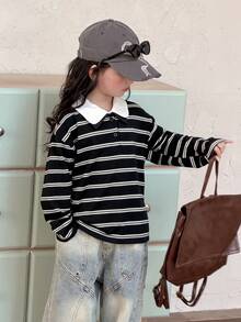 DAZY 韩版女童条纹休闲长袖T恤