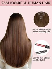 Clip In Hair Extensions Real Human Hair Remy Human Hair Extensions Clip Ins For Women, Natural Human Hair Clip Ins Hair Extensions Winter Christmas Halloween Costumes Autumn Outfits Women Fall Outfits - S4 - View 8