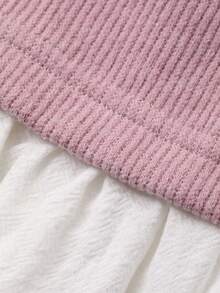 DAZY 女童韩版圆领休闲撞色长袖卫衣 - 粉色 - 查看 8