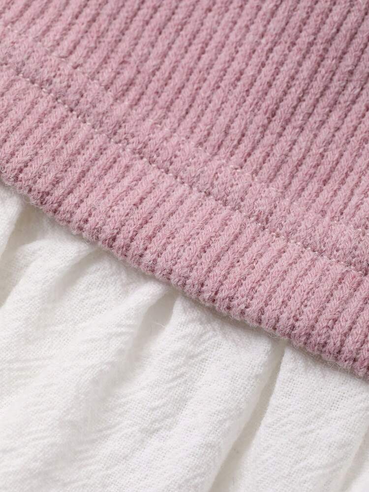 Toddler Girls' Korean Style Round Neck Casual Color Block Long Sleeve Sweatshirt