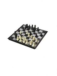 高级三合一木制国际象棋套装，带折叠式收纳盒，包含经典国际象棋、西洋双陆棋和跳棋，适合成人使用 - 彩色 - 查看 14