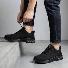 SEGURITO Zapatos de trabajo, tenis industriales hombre/mujer, bota industrial, botas de casquillo, zapatos industriales, zapatillas malla transpirables, antideslizantes, a prueba de pinchazos, ofrece una pisada cómoda. Adecuado para trabajadores de la construcción, personal de almacén, entornos de trabajo y actividades al aire libre. - Negro - Ver 3