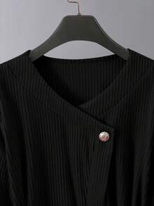 GlowEve 女士秋冬时尚加厚腰带上衣和裤子两件套 - 黑色 - 查看 3