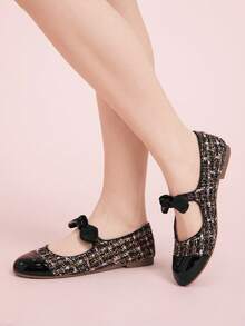 CUCCOO DOLLMOD Giày lười nữ thời trang giản dị có nơ trang trí - màu đen - Xem 7