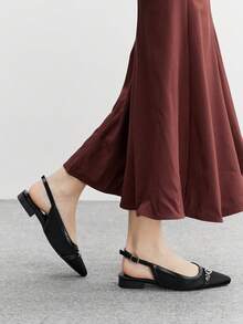 CUCCOO BIZCHIC Pointed Toe Backless Women Pumps, Versatile Casual Commuter Shoes - Black - View 3