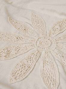 Freevana 大码花卉刺绣休闲度假衬衫波西米亚风上衣商务休闲西部度假装女装情人节可爱衬衫西部纽扣女式西式衬衫女式衬衫女式衬衫和上衣 - 杏色 - 查看 7