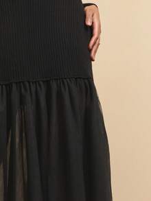 NYA SZN Dress Long Sleeve V Neck Fitted Bodycon Tulle Skirt Black Winter Spring Festival Festival Event Party Special Occasion Midi Length Carnival Outfits For Women - Black - View 5