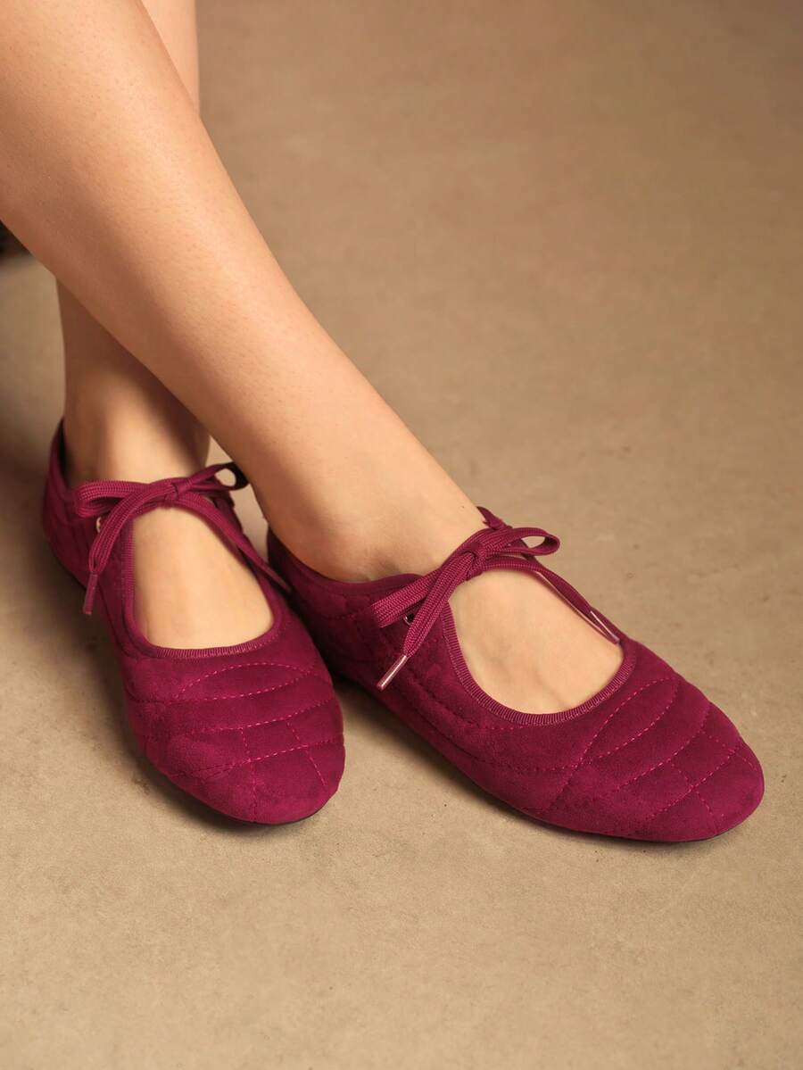 Rosivie Giày bệt buộc dây đơn giản, tiện dụng, dễ đi lại dành cho nữ - Bordeaux - Xem 1