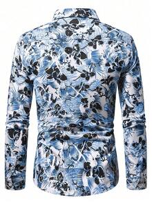 Manfinity Homme Men's Fashionable Casual Printed Button-Down Long Sleeve Shirt - Multicolor - View 2