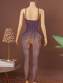 SHEIN 2pcs Women's Sexy Bodystocking Lingerie Set - Violet Purple - View 2