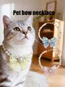 PETSIN 1 Piece Pet Bow Tie Necklace; Adjustable Neck Size; Cat Necklace; Dog Necklace; Pet Accessories; Pet Supplies