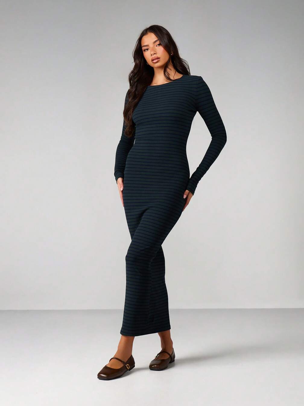 fitted striped maxi dress Striped Olive Maxi Dress | Trendy Women's Dress