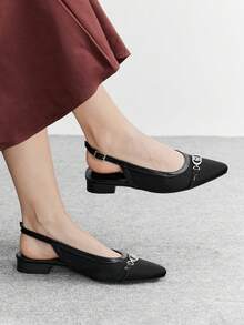 CUCCOO BIZCHIC Pointed Toe Backless Women Pumps, Versatile Casual Commuter Shoes - Black - View 5