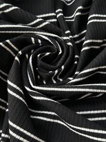 Comfortcana Plus Striped Drop Shoulder Tee - Black - View 7