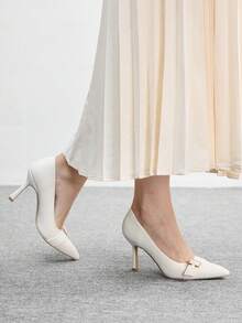 CUCCOO BIZCHIC Women's Elegant Pointed Toe Pumps With Buckle, Suitable For Commuting Valentine's Day - Chantilly - View 4