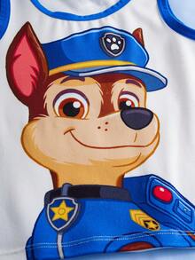 SHEIN | PAW Patrol 男童6件套柔软舒适小狗印花圆领背心和短裤内衣套装 - 白色 - 查看 5