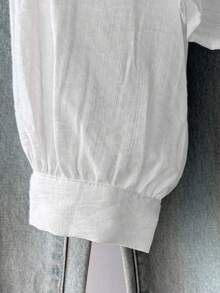 Teen Girls White Casual Sweet Lace Patchwork Ruffle Trim Long Sleeve Blouse White Long Sleeve Top Ruffle Lace White Top Blouses For Teen Girls - White - View 6