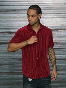 AXEPEAK 男士素色前紐扣襯衫