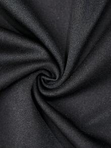 SHEIN Clasi 大码女式亮面交叉V领网纱灯笼袖优雅连体裤 - 黑色 - 查看 15