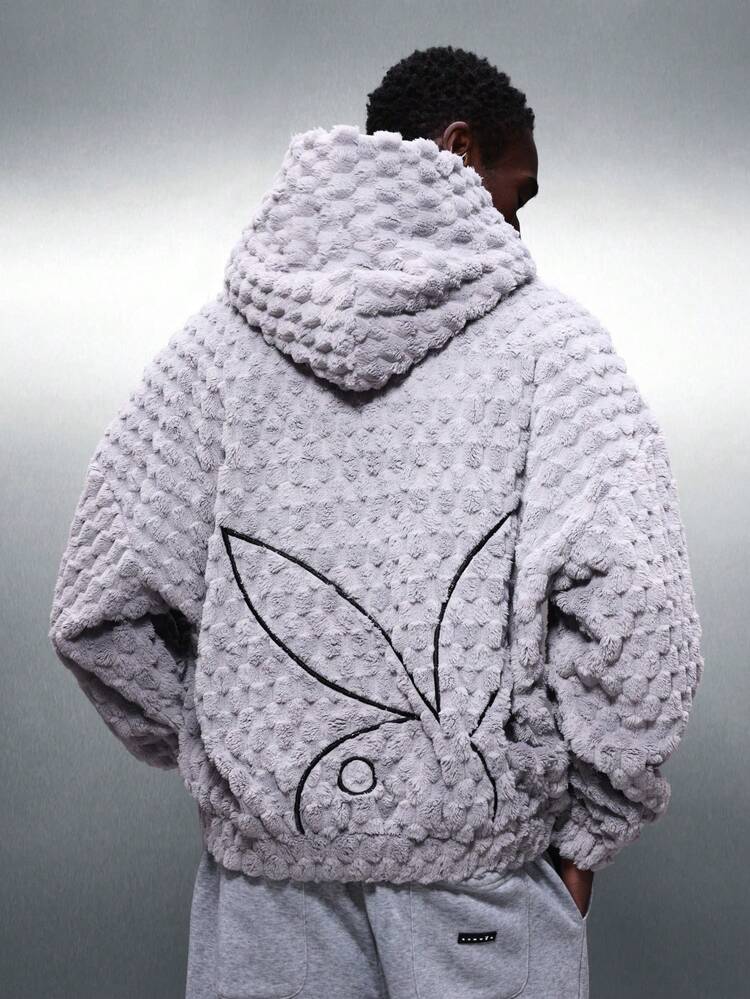 PLAYBOY X SUMWON Textured Bubble Knit Hoodie With Print
