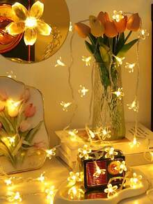 1串3/6米可爱塑料花朵装饰LED灯串，电池供电，室内家居装饰樱花灯，房间装饰，卧室墙面装饰樱花灯，适用于婚礼装饰、派对装饰、情人节装饰灯、桌面装饰花朵灯串 - 櫻花燈串 - 查看 6