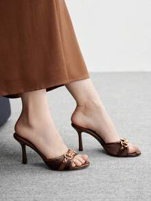 CUCCOO BIZCHIC 女士时尚优雅夏季高跟凉鞋 - 巧克力棕 - 查看 3