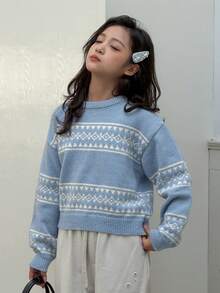 DAZY 少女毛衣，秋季 - 霧霾藍 - 查看 3