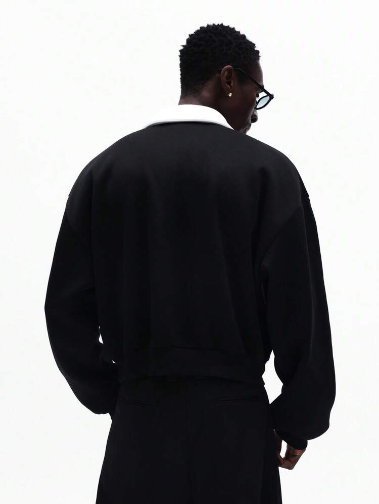 SUMWON Sweat-shirt-shirt à manches longues avec logo Tokyo, col boutonné, sans motif
