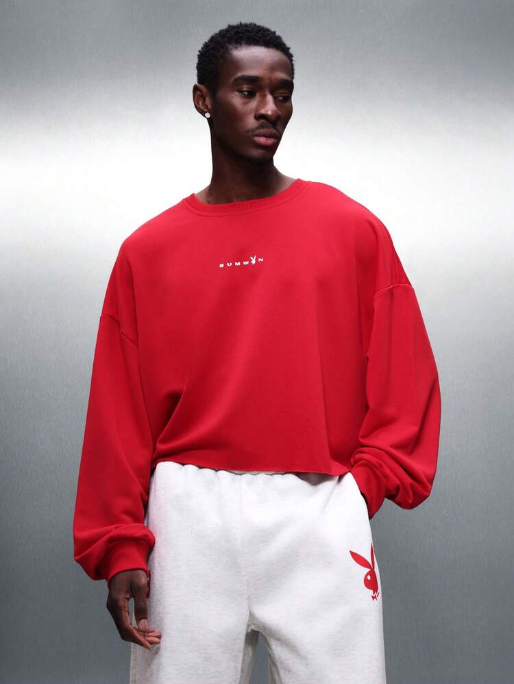 PLAYBOY X SUMWON Oversized Crew Neck Sweatshirt With Logo Print