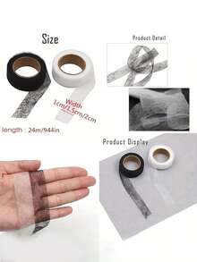 2卷黑白双面布胶带，强力粘性布胶带，适用于DIY缝纫、绗缝、包边、免缝固定——是教师节和母亲节的理想礼物 - 黑色+白色 - 查看 10