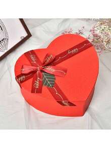 1 pieza Nueva caja de regalo con lazo y cinta, caja de papel con forma de corazón rojo, caja de regalo con tapa para boda, San Valentín, Navidad - Multicolor - Ver 4