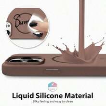 Luxury Bright Fluorescence Liquid Silicone Case Compatible With IPhone 17 Air 16 15 14 13 12 17 Pro Max Plus For Magnetic Soft Cover - Brown - View 11