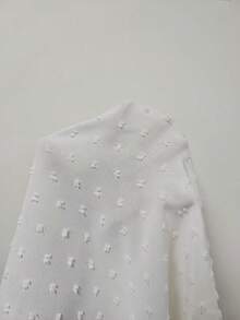 SHEIN 加大码刺绣装饰方领开衫和裤子女士宽松提花针织睡衣套装 - 白色 - 查看 7