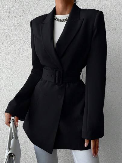 SHEIN Tall Elegant långärmad kavaj i midjebälte för kvinnor