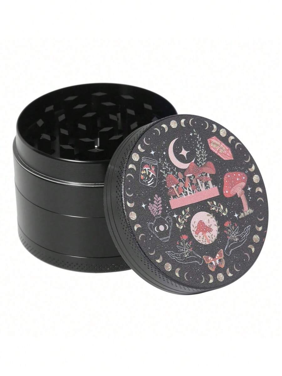 1PC 2 Inch Magic Moon Mushroom Design Zinc Alloy Manual Grinder Multi Purpose Tool Metal Construction Vintage Lab Style Unique Gadget