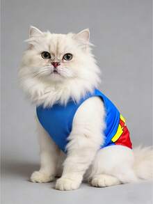 SUPERMAN X SHEIN 1 件电影卡通图案宠物背心，猫/狗衣服，尺码 XXS-XXXXL，特小号，特大号，角色扮演 - 彩色 - 查看 8